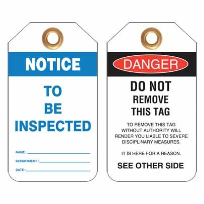 Lockout Tag Notice To Be Inspected