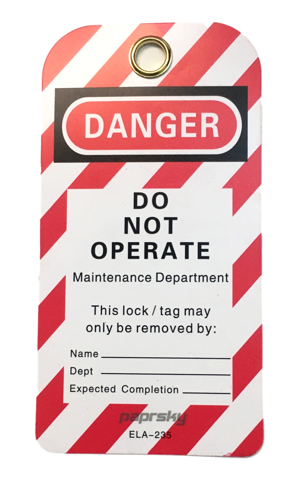 Safety Lockout Tag Danger